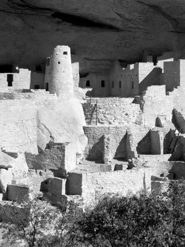 Cliff Palace Pueblo Portrait BW