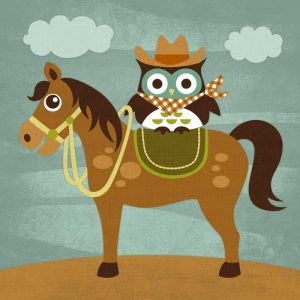 Cowboy Owl on Horse