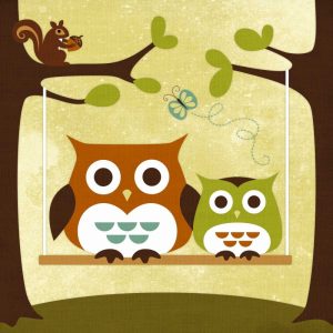 Two Owls on Swing