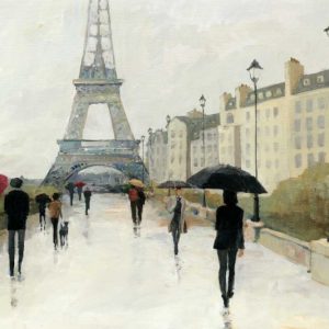 Eiffel in the Rain Marsala Umbrella