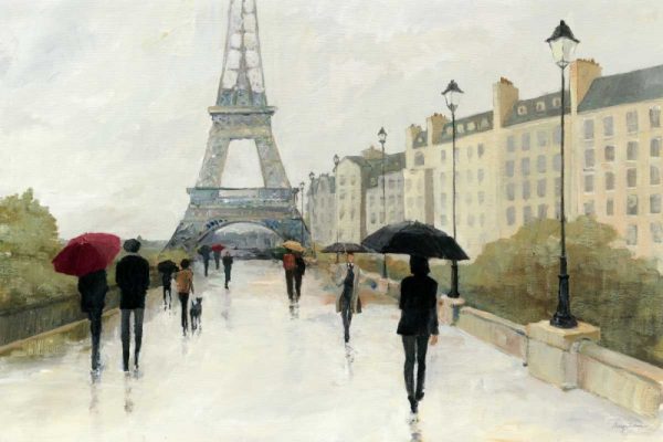 Eiffel in the Rain Marsala Umbrella