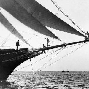 Ship Crewmen Standing on the Bowsprit 1923