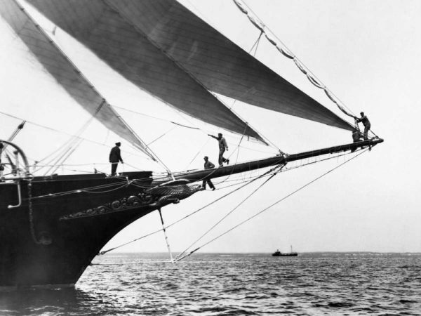 Ship Crewmen Standing on the Bowsprit 1923