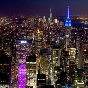 Midtown and Lower Manhattan at night