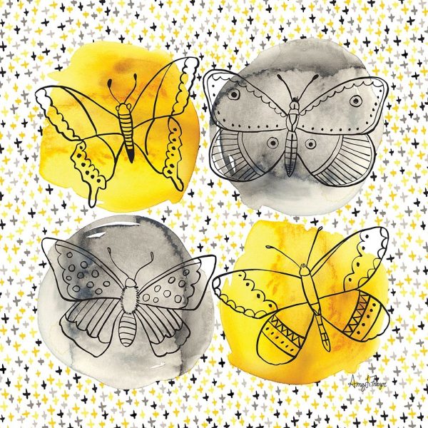 Gray and Yellow Butterflies I