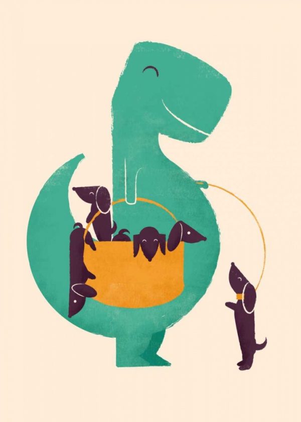 Trex and The Basketful of Wiener Dogs