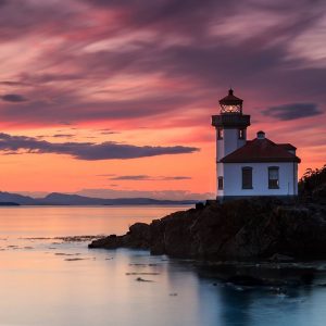 Orange Sunset at Lime Kiln Lighthouse