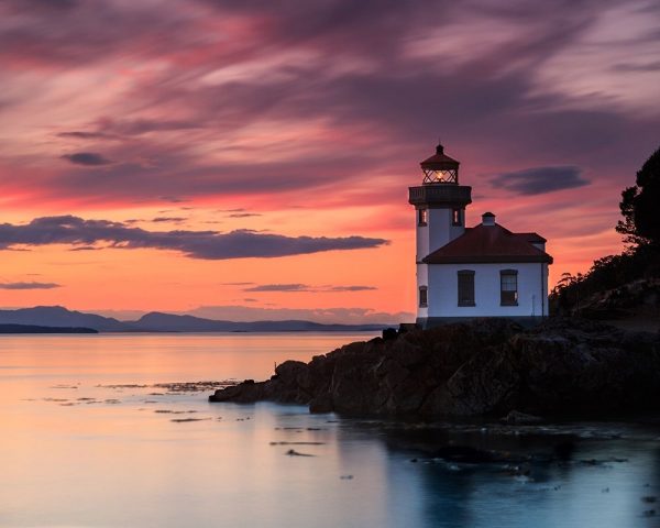 Orange Sunset at Lime Kiln Lighthouse