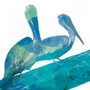 Watercolor Pelican Square 11