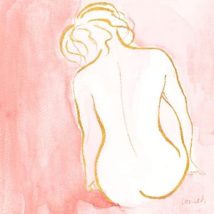 Female Watercolor Figure on Rose I