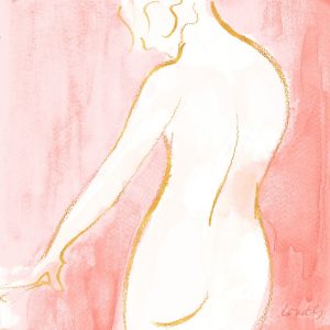 Female Watercolor Figure on Rose