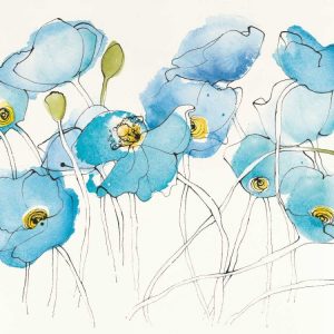 Black Line Poppies III Watercolor