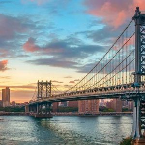 Manhattan Bridge at sunset, NYC