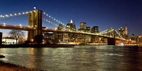 Panoramic view of Lower Manhattan at dusk, NYC