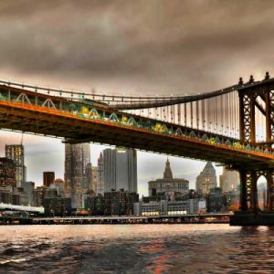 Manhattan Bridge and New York City Skyline, NYC