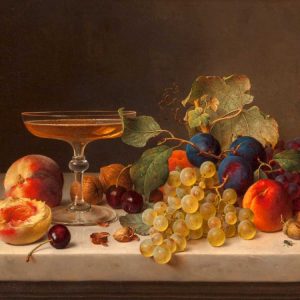 Still life with summer fruits and champagne