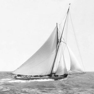 Cutter sailing on the ocean, 1910