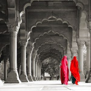 Women in traditional dress, India (BW)