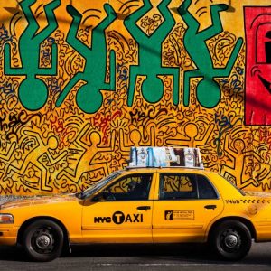 Taxi and mural painting, NYC