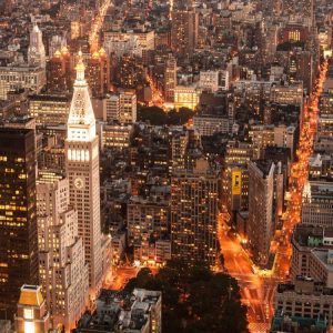 Aerial view of Manhattan with Flatiron Building, NYC