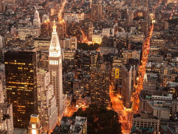 Aerial view of Manhattan with Flatiron Building, NYC