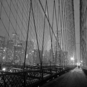 On Brooklyn Bridge by night, NYC