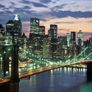 Brookyn bridge and Downtown skyline, NYC