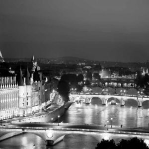 Paris and Seine river at night