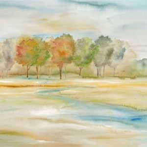 Watercolor Landscape with trees