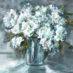 White Hydrangeas on Gray