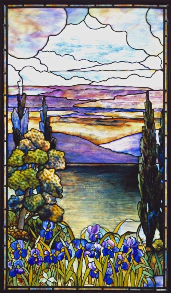 Lakeland Scene With Blue and Purple Irises