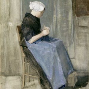 A Young Scheveningen Woman Knitting