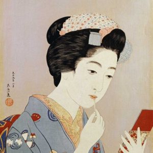 A Maiko Applying Rouge To Her Lips