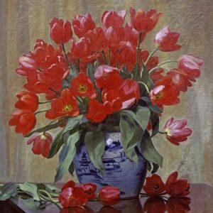 Tulips In a Porcelain Vase