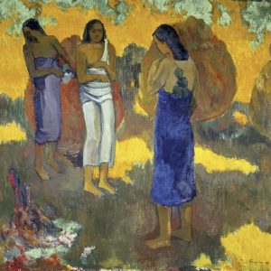 Three Tahitian Women Against a Yellow Background, - Trois Tahitiennes sur un Fond Jaune