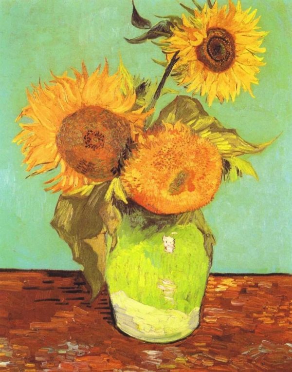 Vase With Three Sunflowers