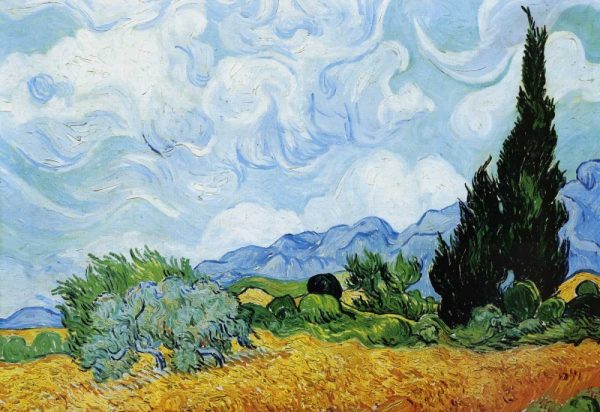 Wheat Field with Cypresses