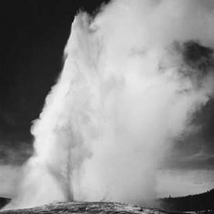 Photograph of Old Faithful Geyser Erupting in Yellowstone National Park, ca. 1941-1942