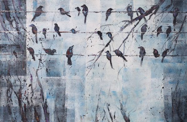 ABSTRACT BIRDS ON ELECTRIC WIRE