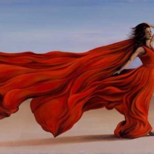 Woman Red Dress in the Desert