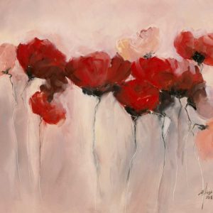 Red rose Poppies modern abstract flowers